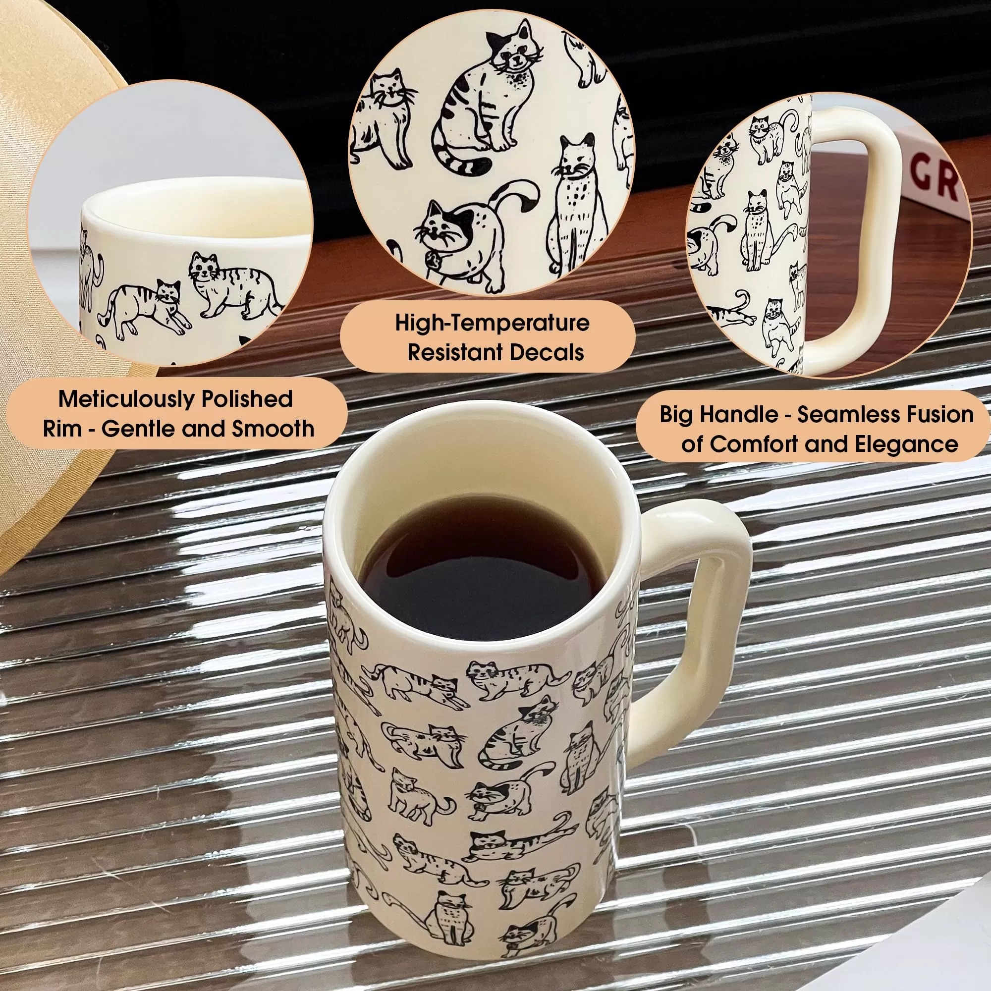 Migne de chat mignon 14oz de porcelaine