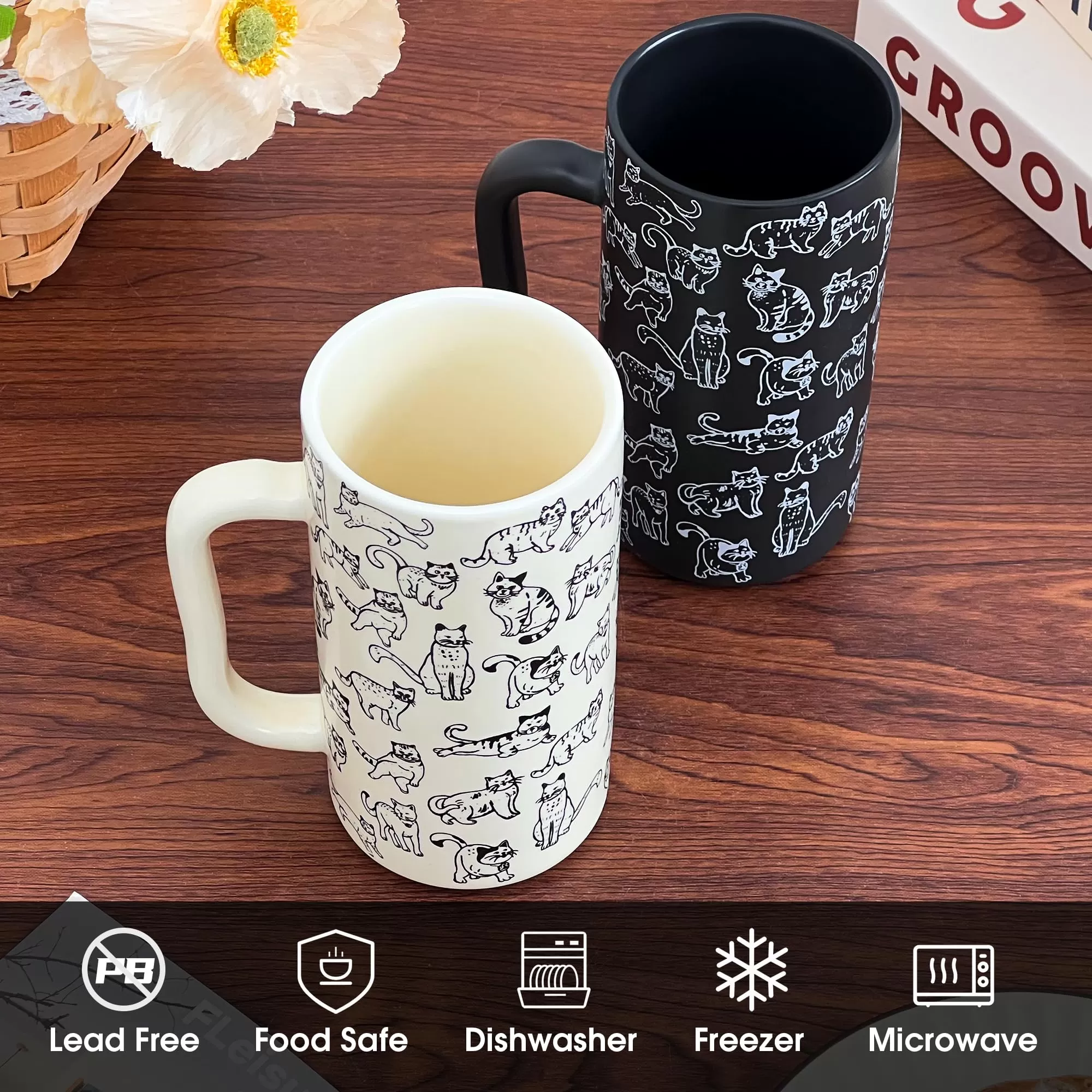 Tasse en céramique avec design de chat en vrac