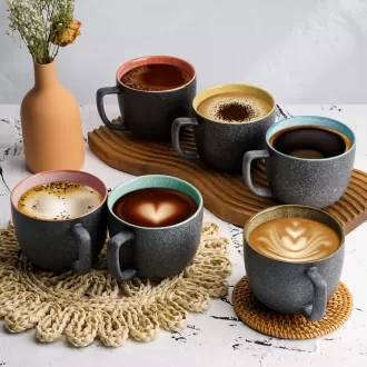 Tasses de café en grès modernes -16 oz. tasses à café / tasse de tasse / tasse de café grand / collection Las Palmitas