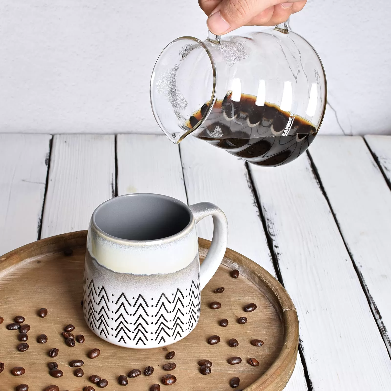 Tasses à thé en grès gris mate en gros