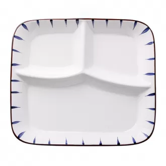 Assiette divisée en porcelaine, assiettes carrées de contrôle des portions pour adultes en céramique, assiette de section d'alimentation saine pour dessert salade steak sushi spaghetti