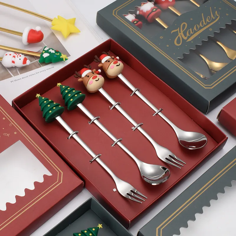 クリスマスステンレススチールカトラリーセットギフトボックス卸売