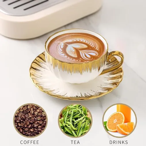 ゴールドトリム卸売とセラミックコーヒーカップ