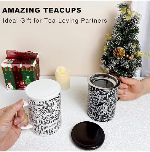 中国のDoodle Style Porcelain Tea Infuser Mugサプライヤー
