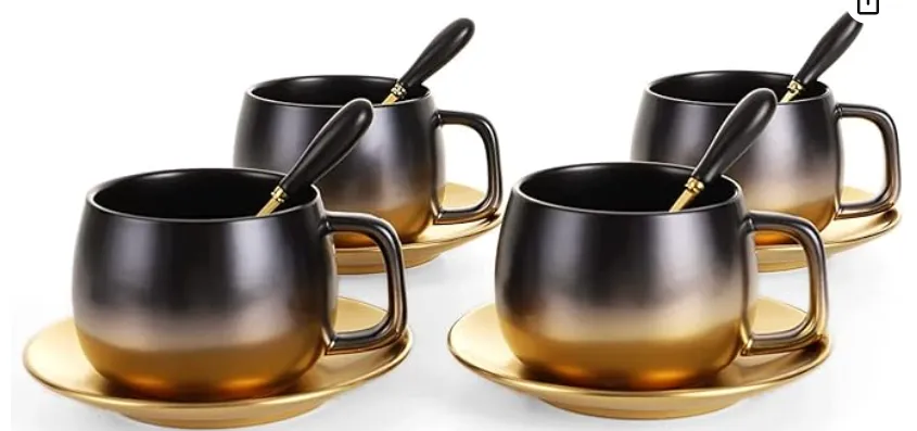 ブラックゴールドグラッドヴィンテージセラミックカップコーヒーマグ