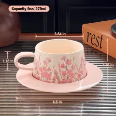 중국|우아한 꽃 세라믹 커피 컵 글로벌 유통 업체에 대 한 꽃 디자인 도매와 세라믹 머그잔