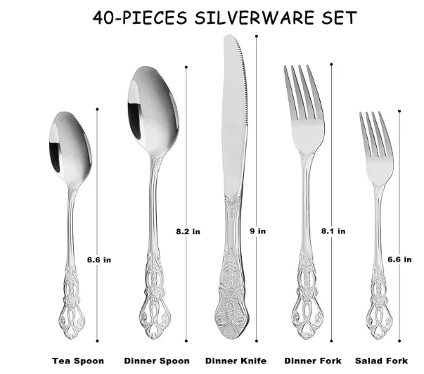 Keluli tahan karat cantik retro flatware set borong