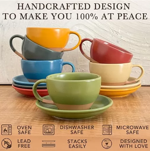 10.5 Oz Latte Art Mug dengan Saucer Borong di China