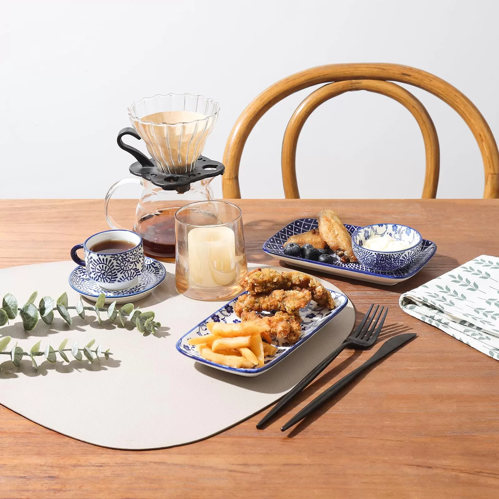 Pembekal Plat Seramik Salad Rectangular Blue Vintage di China