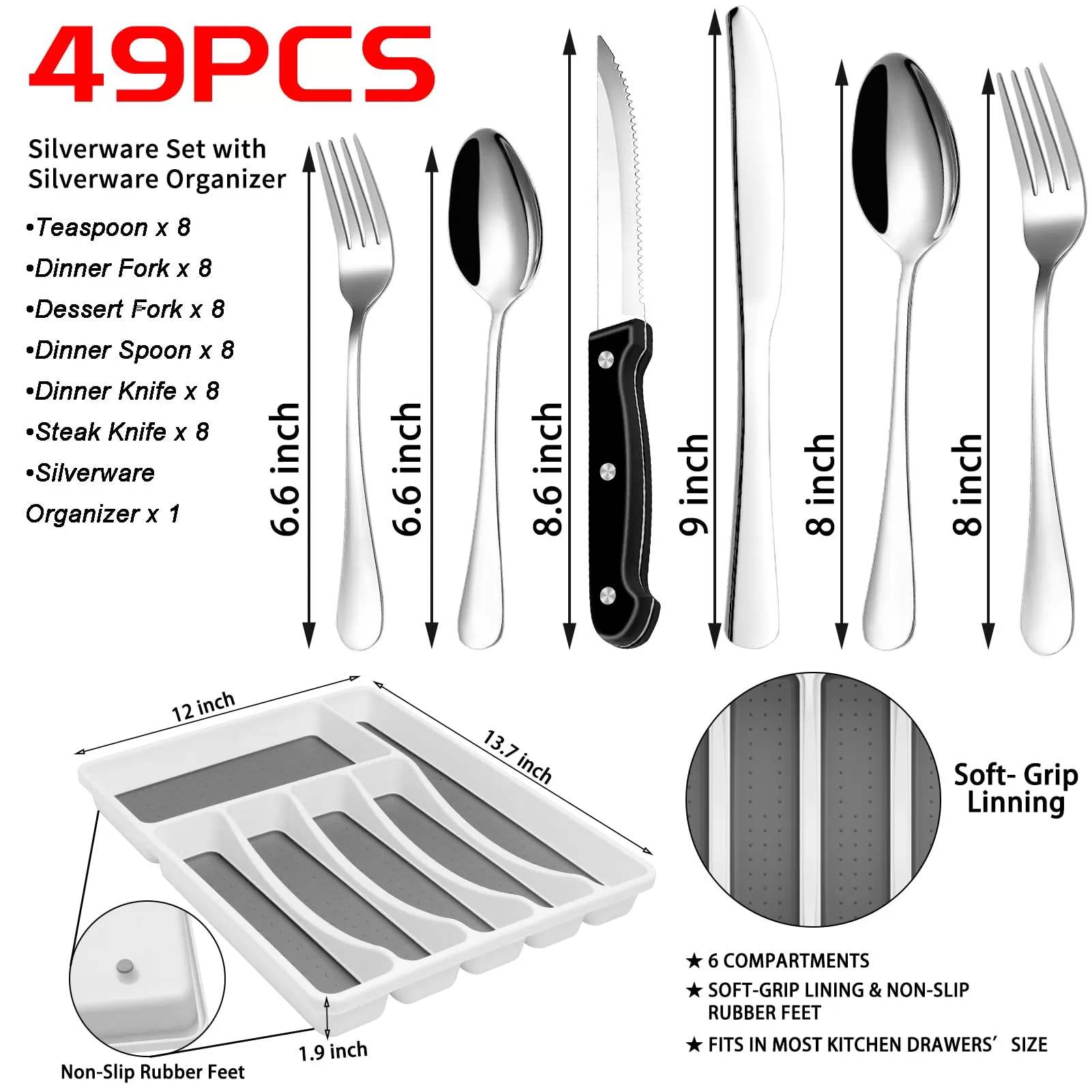 Diletakkan Silverware Steel Stainless dengan Pembekal Penganjur Cutlery di China