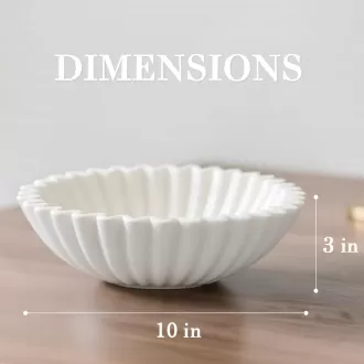 Mangkuk buah seramik putih untuk kaunter dapur, mangkuk hiasan yang besar, mangkuk utama untuk meja entryway, hiasan rumah meja kopi moden