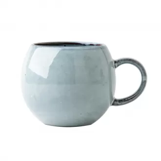 Cawan kopi bulat besar seramik, cawan kopi 18 oz besar dengan pemegang, cawan teh vintaj untuk pejabat dan rumah, mesin basuh pinggan mangkuk dan microwave selamat, biru