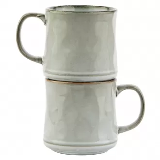 Keramische geglazuurde koffiemokken, magnetron en vaatwasser veilig, 13 oz, Java/leisteen omcirkeld, set van 2