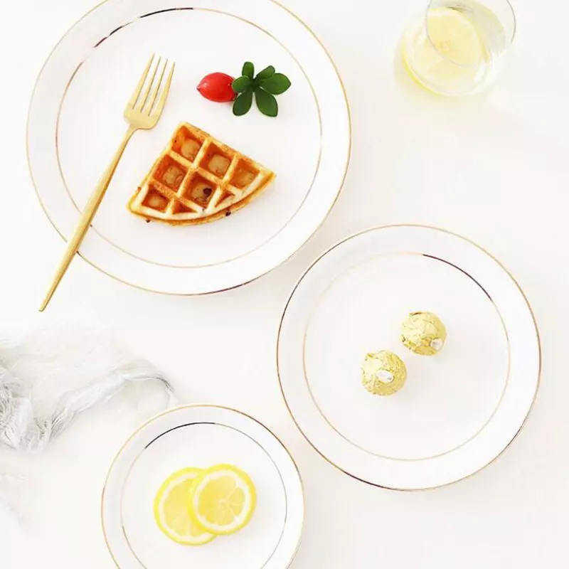 ROUR GOLDEN GOLEN Branco Cerâmica Placa de Tableware Conjunto de Placas