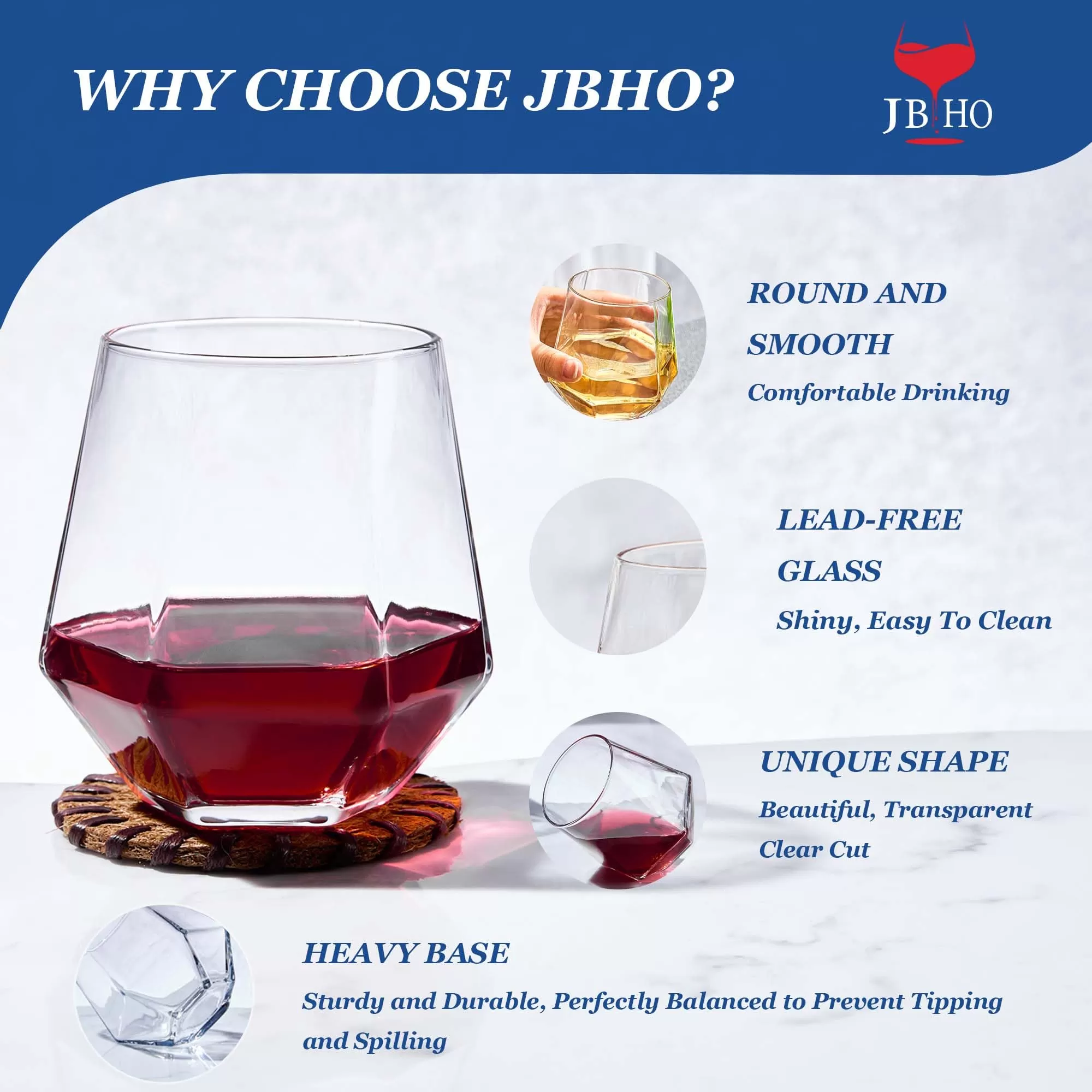  copos de vinho em forma de diamante 