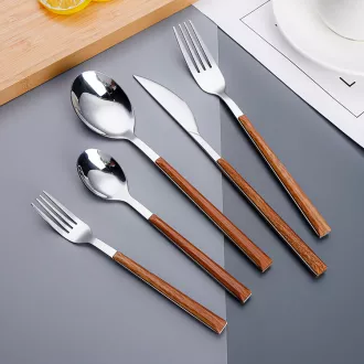 Tay cầm bằng gỗ thiết kế sáng tạo dao kéo bằng thép không gỉ