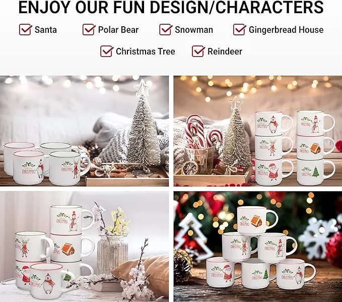 Bộ cốc cà phê Giáng sinh gốm