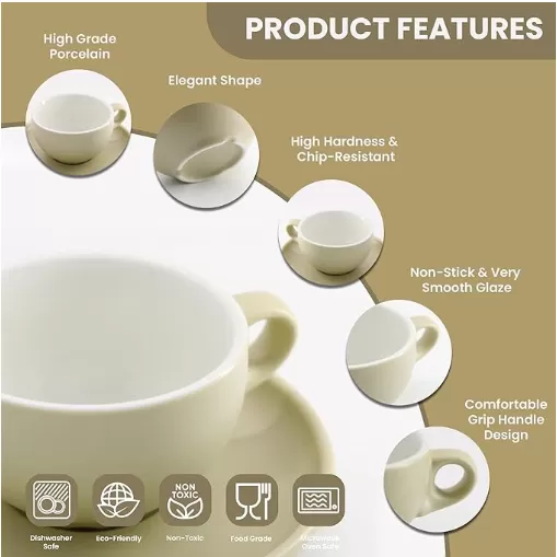 Cốc gốm espresso với nhà máy đĩa