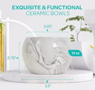 Bát gốm đá cẩm thạch màu xám