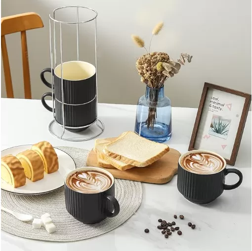 15 oz sette squcelain có thể xếp vào bộ cốc latte