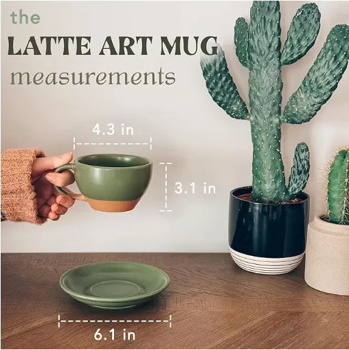 10,5 oz cốc nghệ thuật latte với nhà sản xuất đĩa