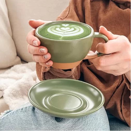 10,5 oz cốc nghệ thuật latte với nhà cung cấp đĩa ở Trung Quốc