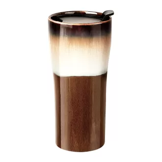 Đôi cốc cà phê du lịch bằng gốm tường có nắp