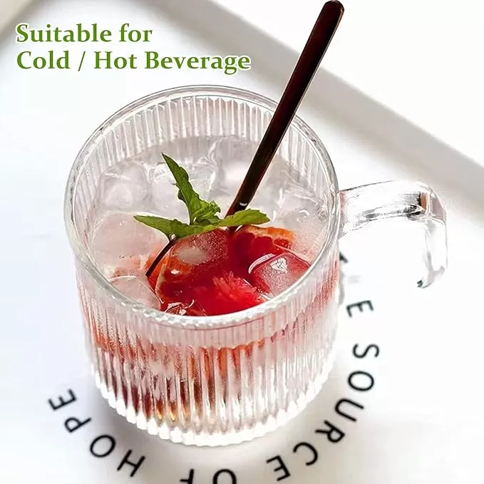 12 oz sọc dọc cổ điển sọc trong suốt, nhà sản xuất cốc cà phê trong Trung Quốc