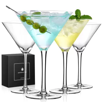 Kính Martini bộ 4, 9 oz ly cocktail pha lê, kính pha lê pha lê