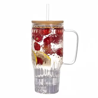 Glass Tumbler với nắp tre