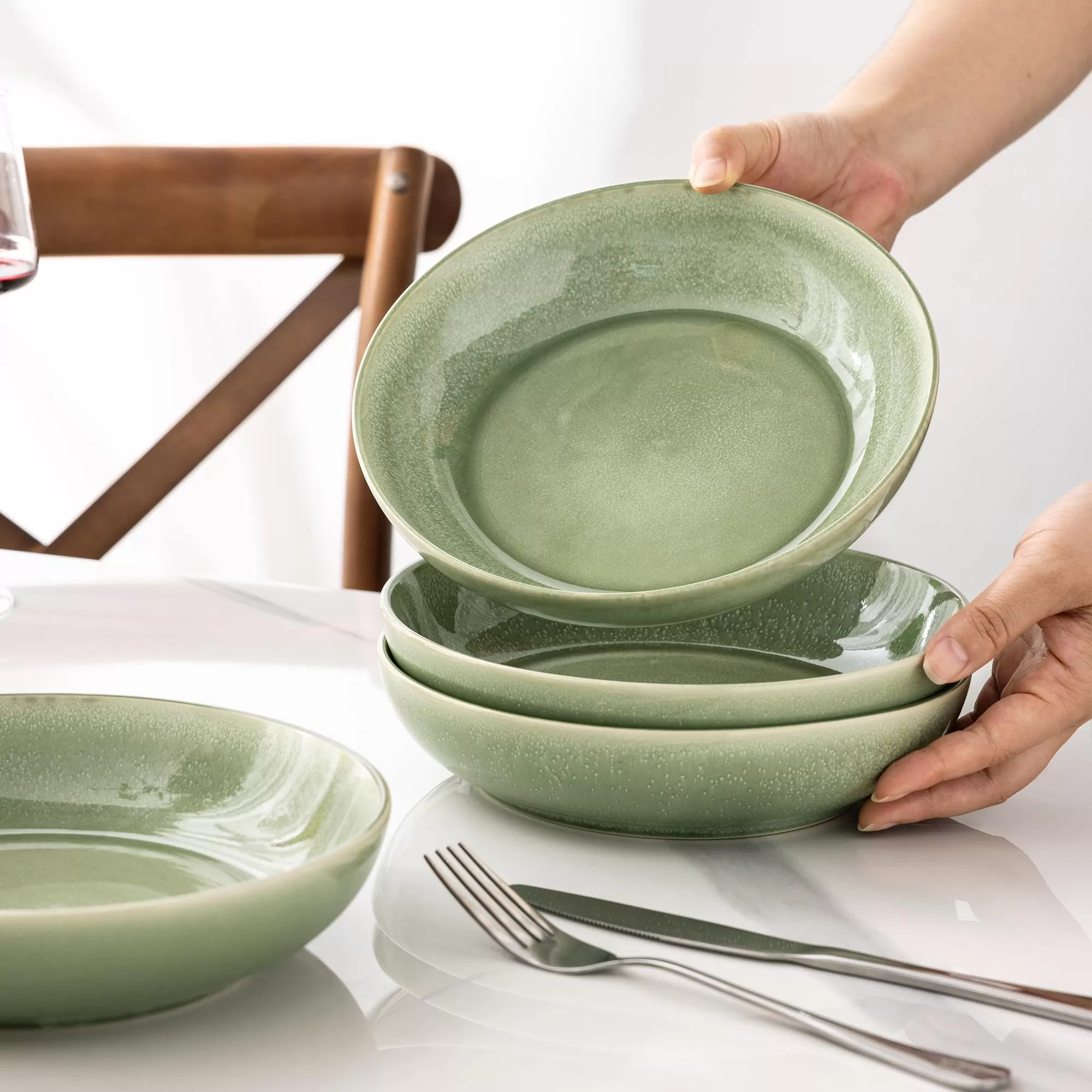 Bát gốm xanh ô liu bán buôn