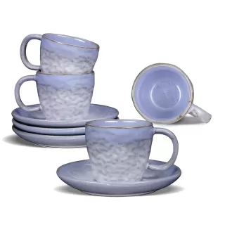 Cup cà phê espresso đôi cổ điển với đĩa, cốc espresso demitasse nhỏ