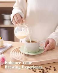 Cốc Cappuccino bằng gốm với đĩa bán buôn ở Trung Quốc - Bộ cà phê phong cách và bền cho quán cà phê
