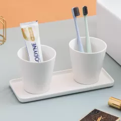 Bán nước súc miệng bằng gốm trắng đơn giản ở Trung Quốc - cốc gốm thanh lịch và bền cho phòng tắm của bạn