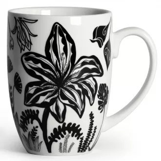 16oz Black and White Boho Floral Mug - cốc cà phê độc đáo và cốc trà, Quà tặng Cup Geramic mới lạ cho phụ nữ và nam giới